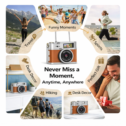 Mini Retro Camera 1080P – Flip Screen, Portable & Wearable