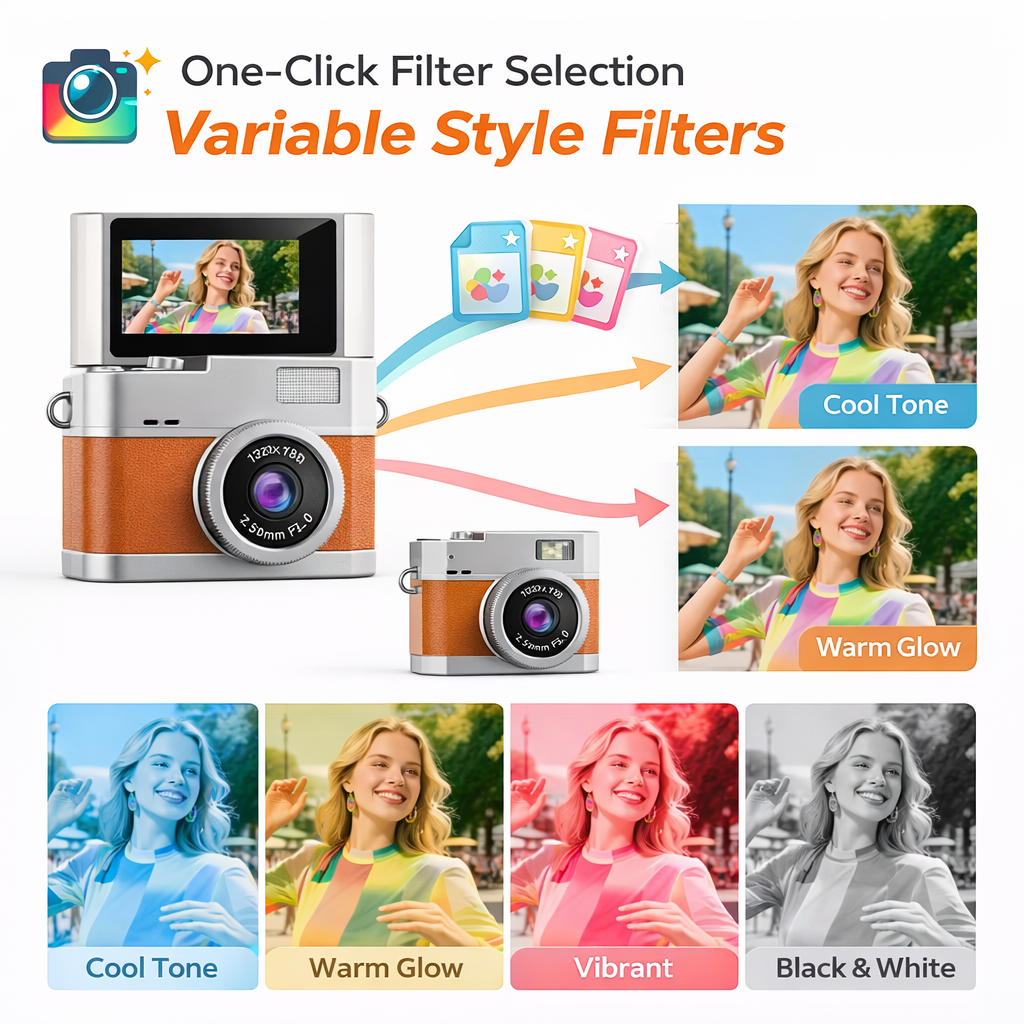 Mini Retro Camera 1080P – Flip Screen, Portable & Wearable