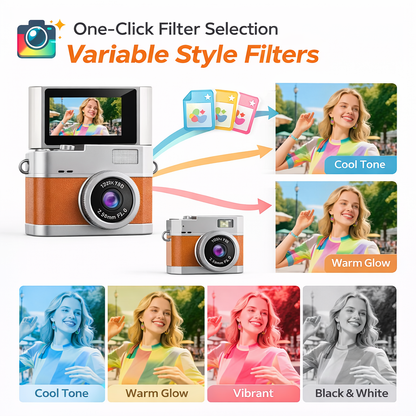 Mini Retro Camera 1080P – Flip Screen, Portable & Wearable