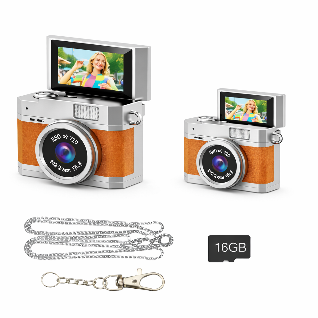 Mini Retro Camera 1080P – Flip Screen, Portable & Wearable