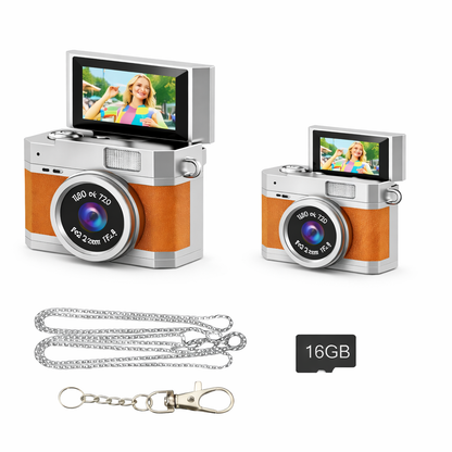 Mini Retro Camera 1080P – Flip Screen, Portable & Wearable